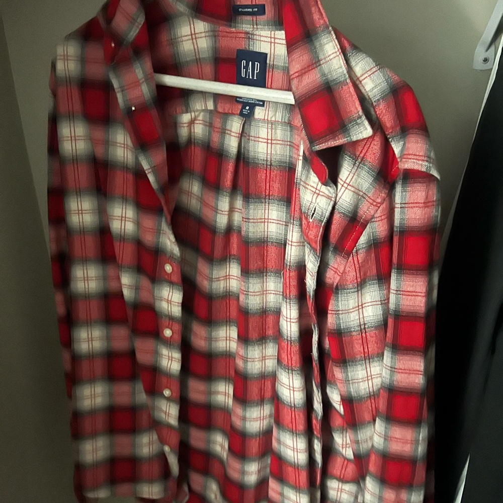GAP Red and White Casual Button Down Shirt